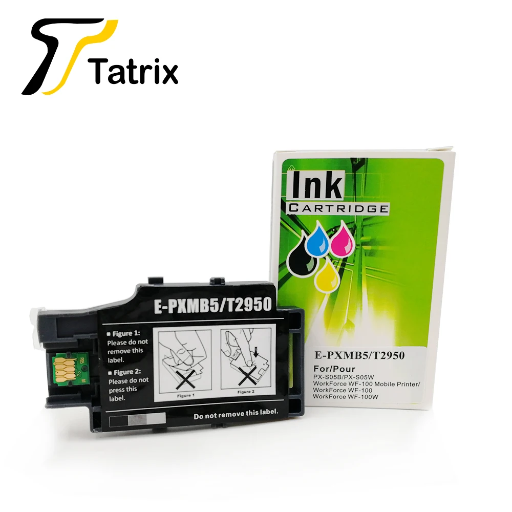 Tatrix 2PK совместимый T2950 PXMB5 мусорный контейнер для чернил для epson WorkForce WF100 WF-100W PX-S05B/S05W