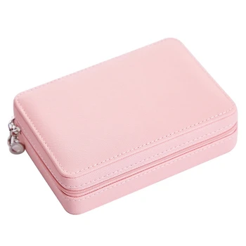 

Korean Style Jewelry Box Organizer Display Storage Leather Large Big Mirror Multi-Function Necklace Earring Ring Box for Jewelry