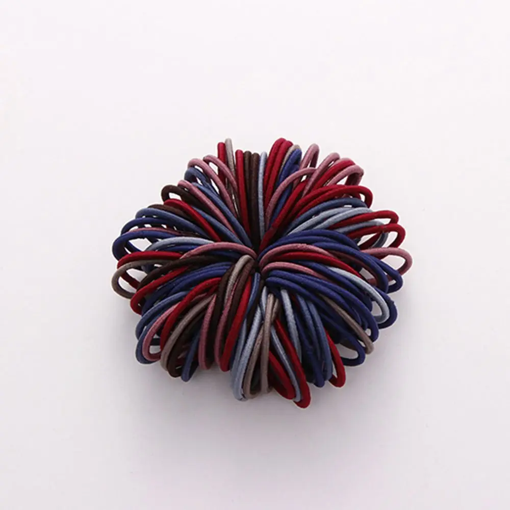 multicolor-2 100 шт./партия, 3 см, милый конский хвост для девочек, зажим для волос аксессуары, тонкая эластичная резинка для детей, цветные галстуки для волос, Новое поступление - Цвет: multicolor-2
