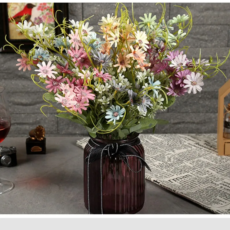 

Non-woven Artificial chrysanthemum 6 fork small daisies high quality artificial flowers wedding home decoration silk flower