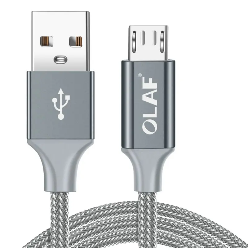 Gray Олаф 1 м 2 м 3 м микро USB кабель 2.4A быстрое зарядное устройство USB кабель для передачи данных для samsung S7 Xiaomi Redmi Note5 LG планшет Microusb Android шнур - Цвет: Gray