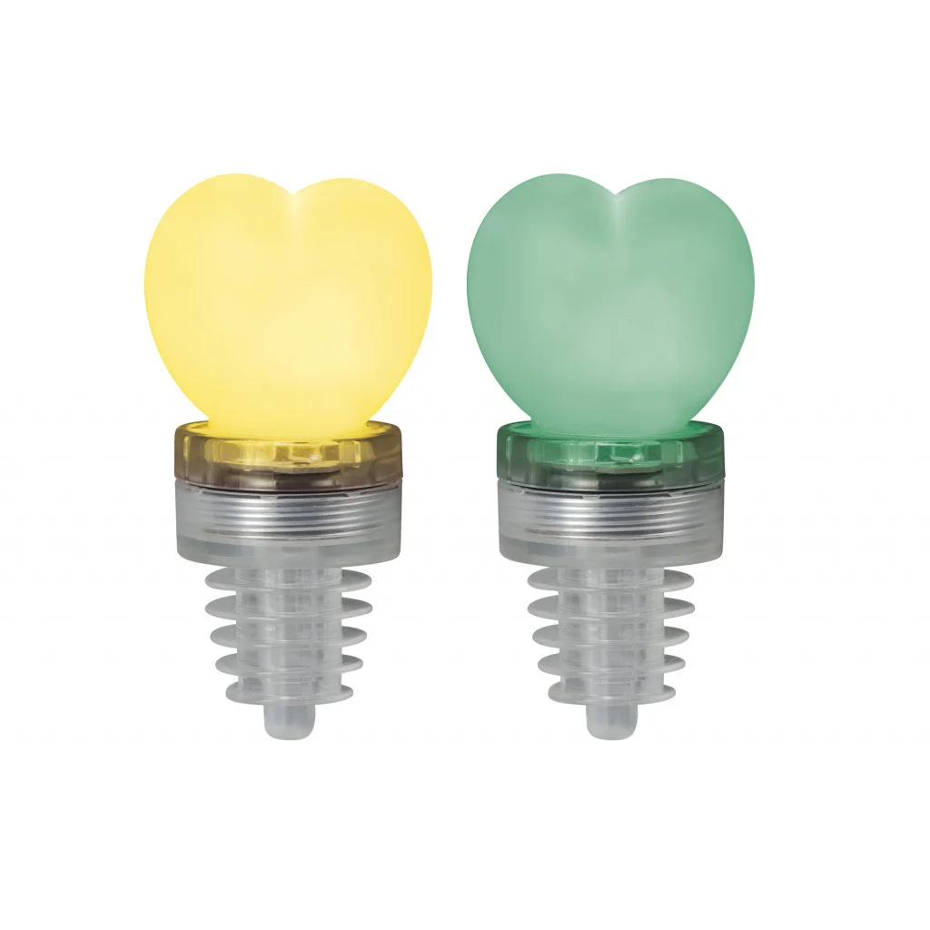 3855 Пробка LED Сердце, зеленый+желтый