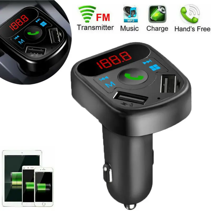 Car Bluetooth Cigar Plug FM Transmitter MP3 Player Radio Adapter Kit USB Charger
