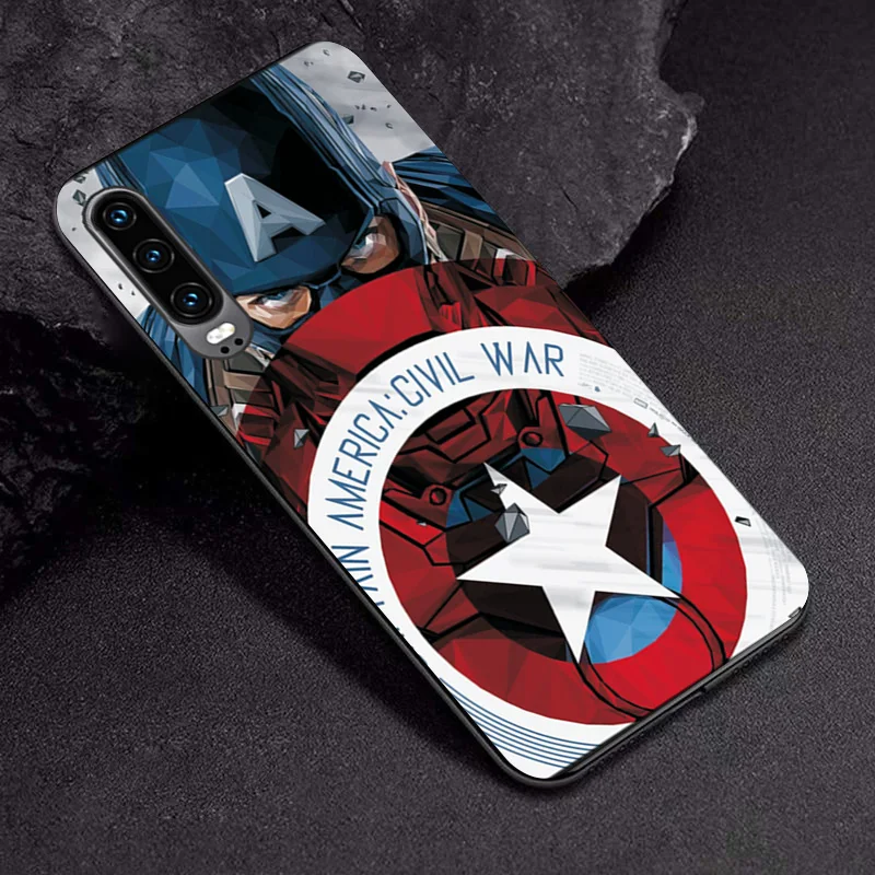 Чехол captain america для huawei P30 Lite P10 Lite, черный ТПУ для huawei P30 P20 Pro P8 P9 Lite, чехол для huawei P30 Pro, чехол - Цвет: TPUBLK636