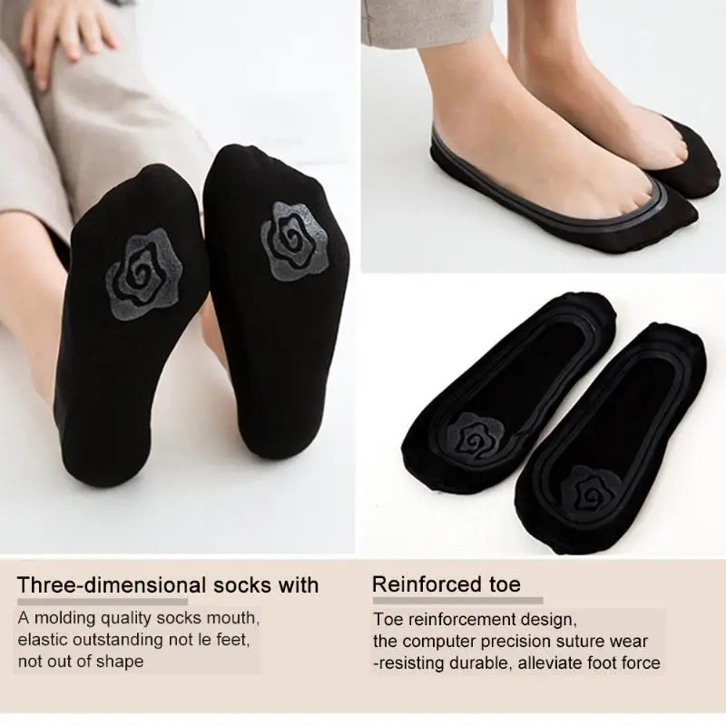 Невидимые Дышащие носки для лодок Нескользящие с низким вырезом твердый силикон женские носки