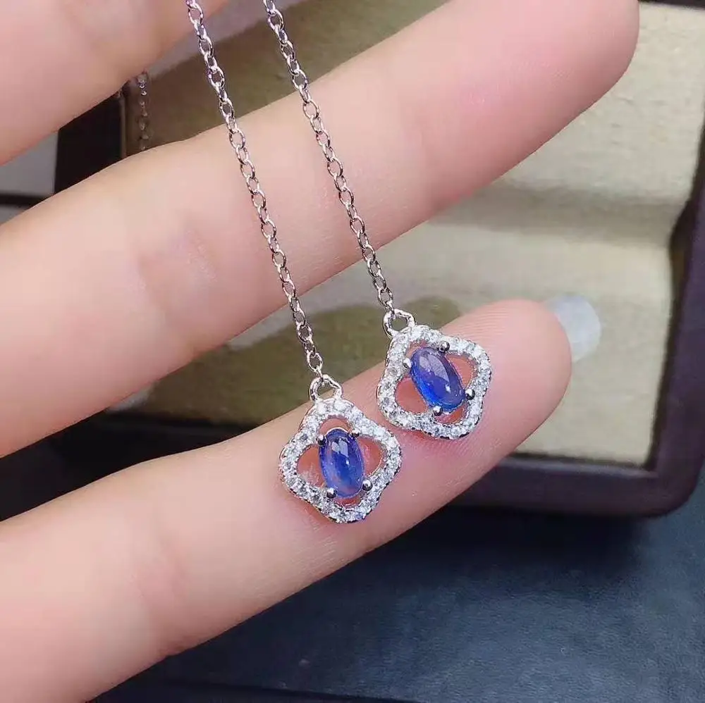 Platinum earring Натуральный сапфир, Серебро S925 пробы, серьги, кольца, подвески, ожерелье, роскошные элегантные ювелирные изделия для женщин - Цвет камня: Platinum earring