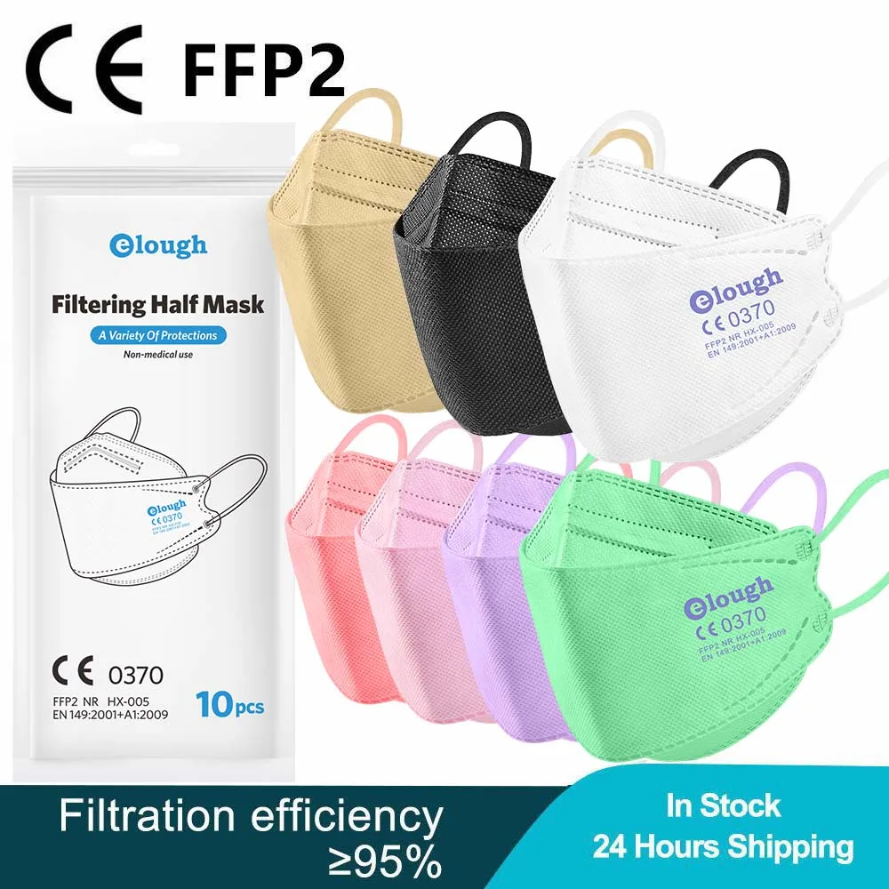 Elough FFP2 Mask Fish Shape KN95 Mascarillas FPP2 Homologada Higienicas FFP2mask Colors 4Ply Adult Protective Face Masks CE 0370