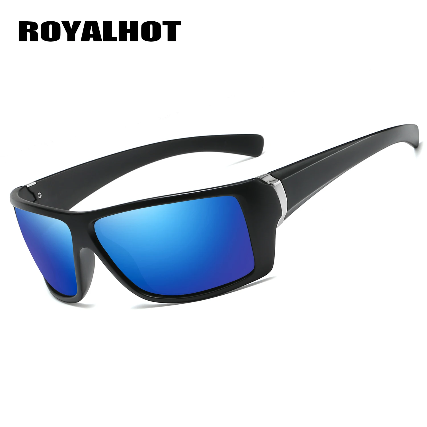 RoyalHot, мужские, женские, поляризационные, синие, спортивные солнцезащитные очки, Ретро стиль, солнцезащитные очки, солнцезащитные очки, 900179 - Цвет линз: Matte Black blue
