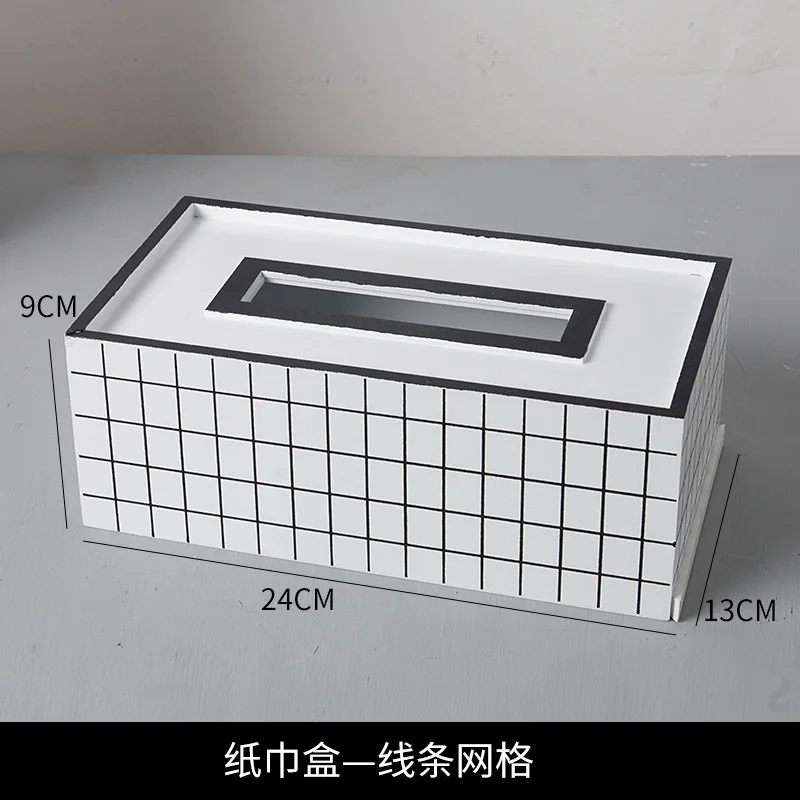 Простая деревянная нордическая необычная коробка для салфеток ins tissue box Бытовая бумажная коробка комната коробка для салфеток - Цвет: Grid pattern