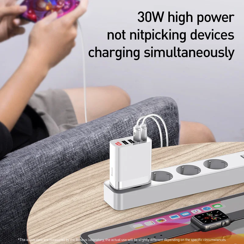 Baseus USB зарядное устройство для iPhone 11 Pro Max 30 Вт Быстрая зарядка для Xiao mi Red mi huawei mate 30 Pro Быстрая зарядка 4 порта usb зарядка