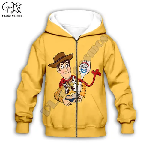 Kids zip hoodies Детские Forky и древесные принтов: «История игрушек», 4 девочки 3d толстовки комплект/футболка/толстовка для мальчиков Шорты шериф мультфильм с рисунком Базза Лайтера одежда для улицы; Штаны - Цвет: Kids zip hoodies