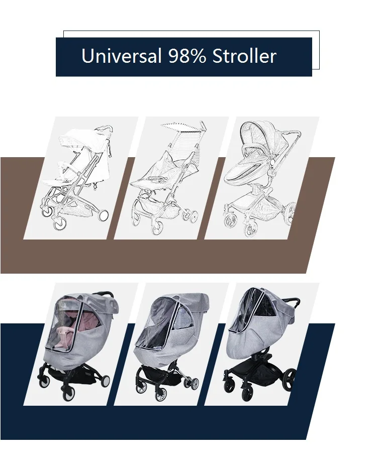 Carrinho de Criança Capa de Chuva com Manter Capa de Proteção de Neve Capa de Chuva Universal Engrossar Quente Função Bebê Trolley Acessórios 12 Acessórios p/ carrinhos