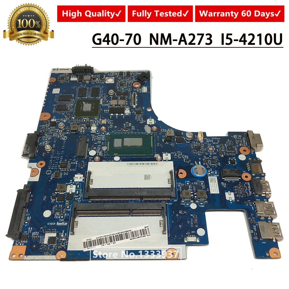 awesome  5B20G45470 FOR LENOVO Z40-70 G40-70 MAINBOARD ACLUA/ACLUB NM-A273 SR1EF I5-4210U Laptop motherboard