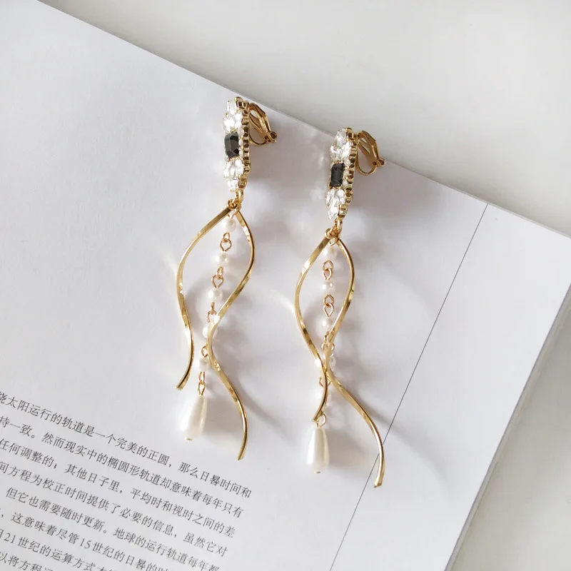 Ear Clip Earrings Baroque Water Drop Pearls For Women