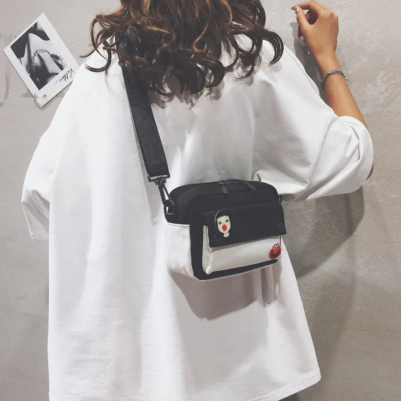

JIULIN New 2019 small fresh lady canvas single shoulder bag ins Japanese satchel.