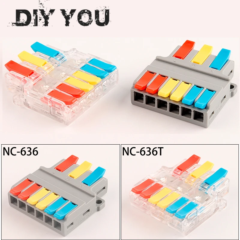 Quick electrical splitter Wire Connector SPL Universal Push-in Cable Wiring Terminal Block Connectors into 0.5-6mm2/Out 0.5-4mm2 afbeelding