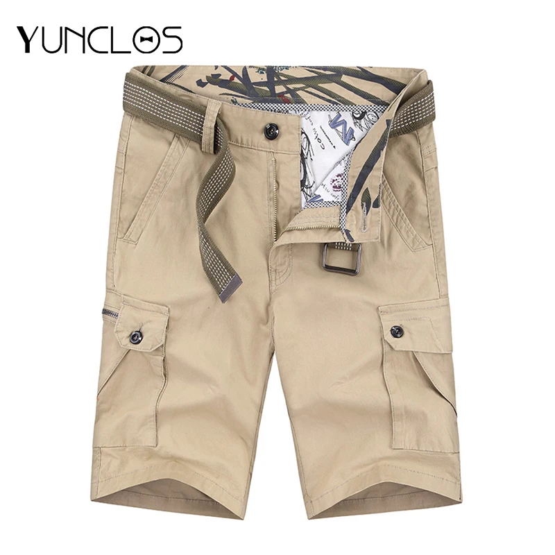 

Yunclos Men's Short Pants Solid Color Loose Shorts Summer Cotton Trousers pockets Male Fashion Cool Feeling Outwear Masculine
