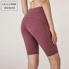 C высокой талией, эластичные шорты для йоги, спортивные Леггинсы, бесшовное для тренировки, однотонные спортивные лосины для фитнеса, шорты для тренировок