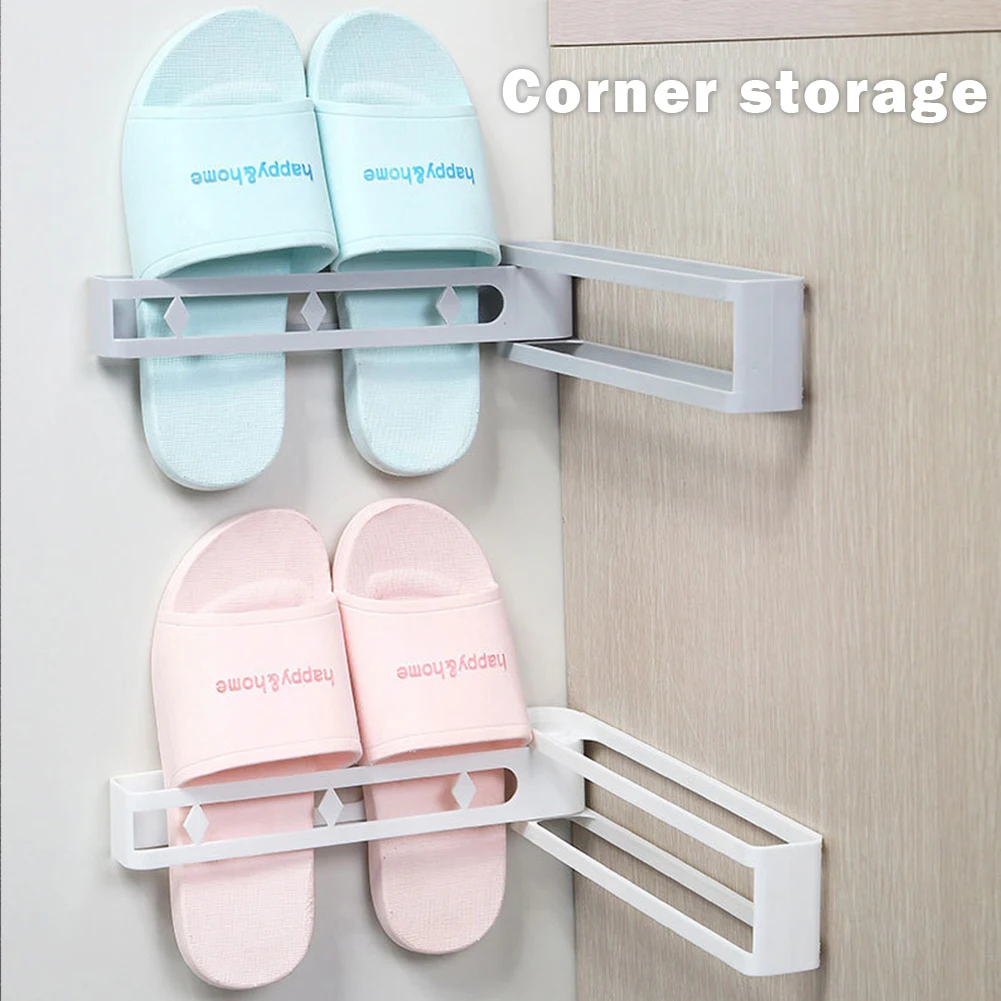 

Bathroom Wall Mount Slippers Storage Shelf Hanging Shoe Rack Plastic Folding Shoe Box Bedroom Bathroom Storage Rack Shoe Hanger