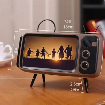 

3 In 1 Wireless Peaker Retro TV Mini Portable Bluetooth Bass Speaker Mobile Phone Holder Stand Speaker Retro Photo Frame Gift