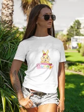 

Disney Creative Women T Shirt Miss Bunny Yellow Rabbit Printed Casual Pop Tshirt Trendy Bambi Animation Short Sleeve Trendy