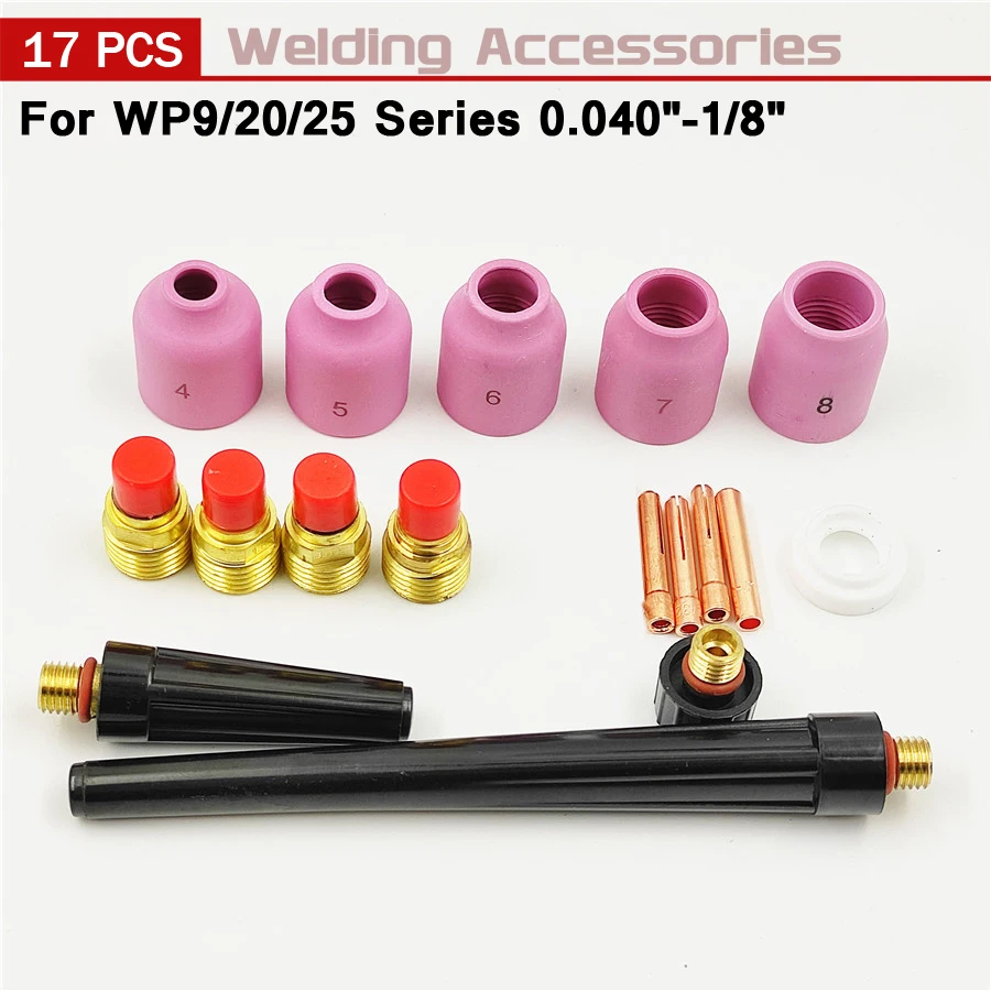 31Pcs TIG Welding Torch Stubby Gas Lens Pyrex Glass Cup Kit Fit For WP9/20/25 