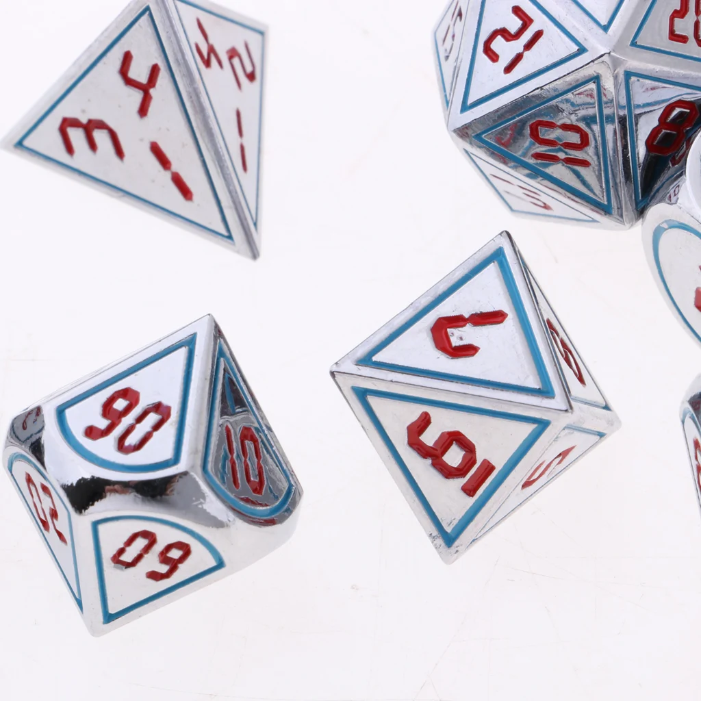 Многогранный Набор кубиков D4 D6 D8 D10 D12 D20 для ролевых игр D& D RPG Accs 7 шт Вечерние Набор кубиков
