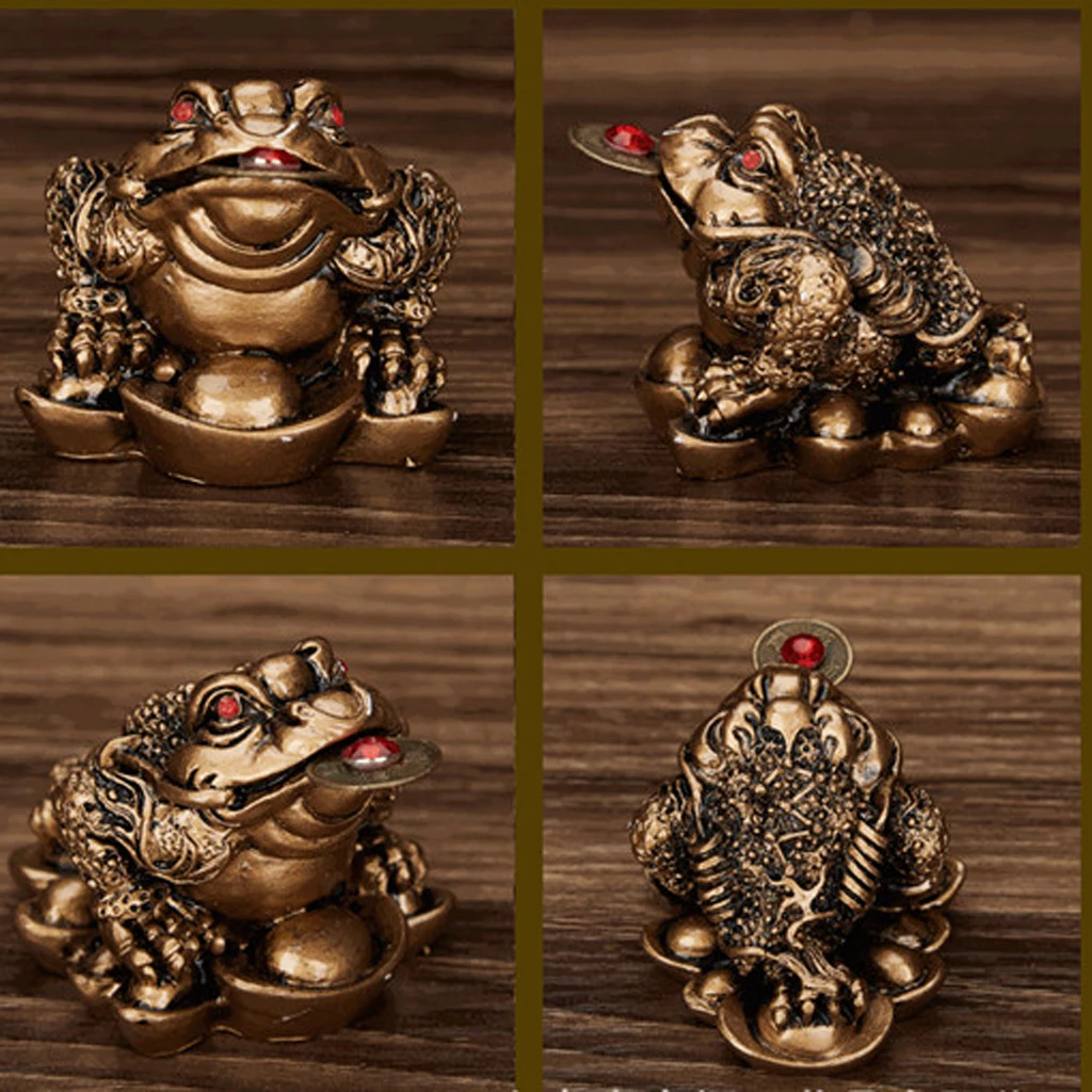 Lucky Waving Money Three-Leg / Ching Bagua Ingot Coin Money Toad Frog Fortune Chinese Feng Shui Decor Ornament Wealth Frog