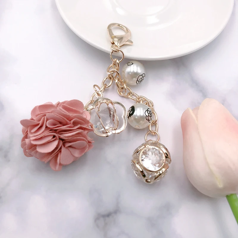 

New Flower Crystal Rhinestone Key Chain Porte Clef Flower Keyring Friends Keychain Pants KeyRing Llavero Jewelry Gift SL005
