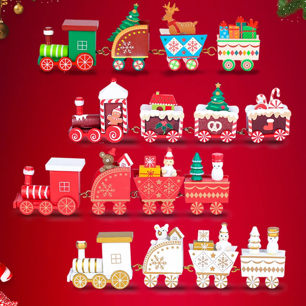 Christmas Train Wood for Home Xmas Tree Holiday Party Christmas Decoration kid toys gift new year Ornament navidad