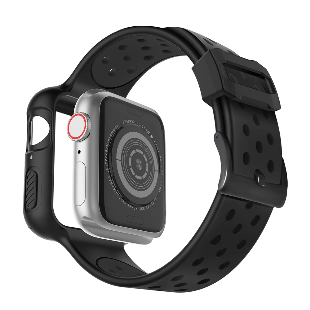 Силиконовый ремешок+ чехол для часов Oneness для Apple watch band 44 мм 40 мм для iwatch band 5 4 3 2 1 42 мм 38 мм дышащий спортивный браслет