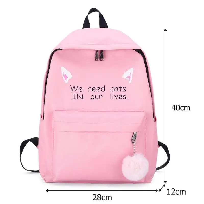 Милый Кот холщовый рюкзак мультфильм вышивка рюкзаки для девочек-подростков школьная сумка женская пушистая бальная холщовая Наплечная