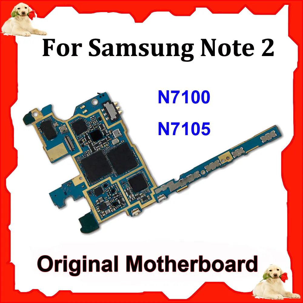 

Original Mainboard For Samsung Galaxy Note 2 N7100 N7105 Unlocked Motherboard With Full Chips Main Logic Board Android OS Plate