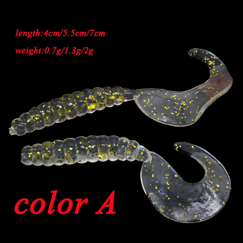 1pcs/lot 14 Colors Silicone Rubber Fake Maggots Bait Luminous Mini Tail Soft Bait Worm Fishing Lures 4cm 5.5cm 7cm Fishing Bait