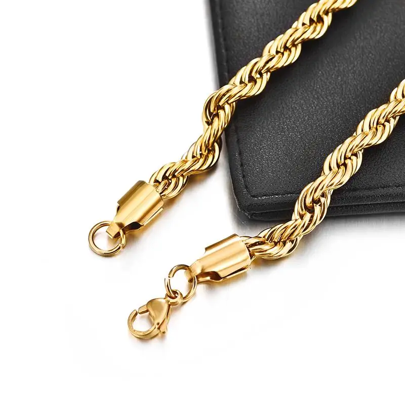 Water Ripple Stainless Steel Gold Chain, 6 mm / 60 cm