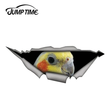 

Jump Time 13cm x 4.8cm Cockatiel parrot decal Sticker Torn Metal Decal Wild Animal Car Stickers Window Bumper 3D Car Styling