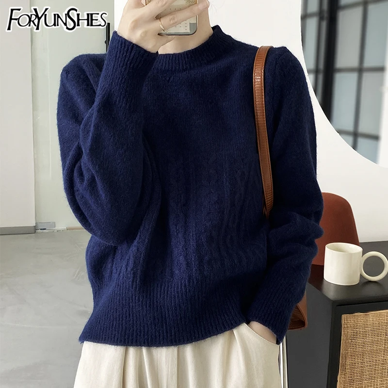 

FORYUNSHES Women Knitted Warm Jumper Tops Femme Retro Causal Twisted O-neck Pullovers Sweater 2020 Autumn Winter New Fashion