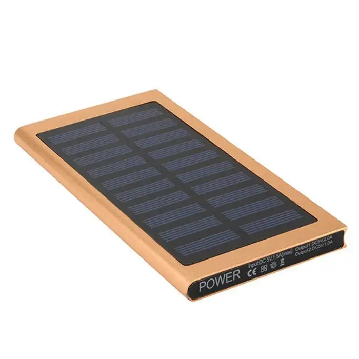 Solar Power Bank 20000mAh Dual USB Portable Charger Ultra-thin External Battery Cell Phone Powerbank For Xiaomi iPhone Samsung