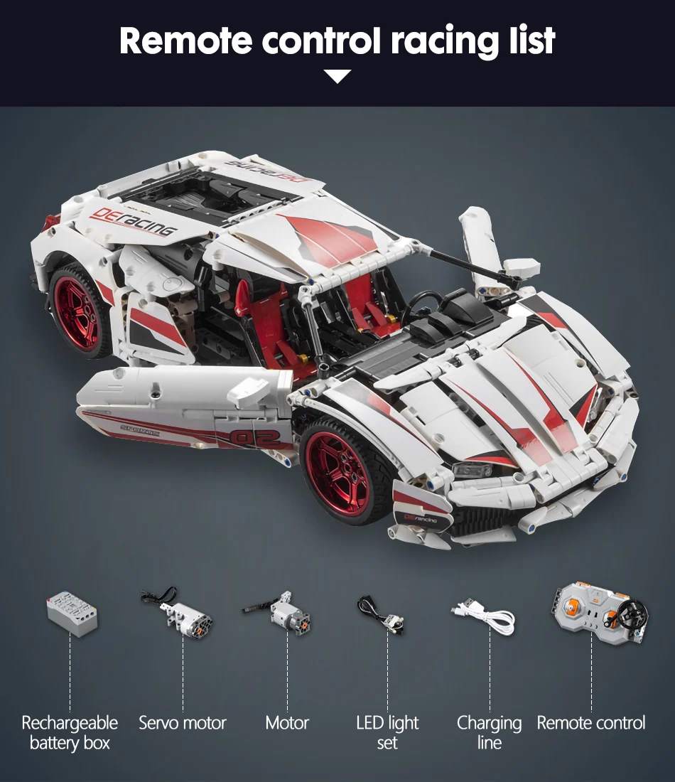 Veículo de Controle Blocos de Construção Carro de Corrida Brinquedo para Crianças Remoto Montado Modelo Técnica rc - Não-rc Tijolos Moc 17 blocos de construção técnica rc não-rc carro