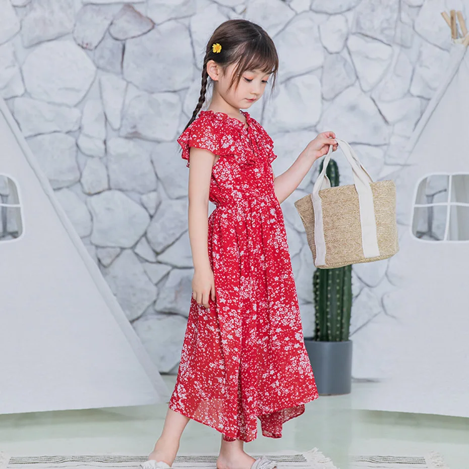 Платье для девочек, Пляжное платье с цветочным рисунком, Vestidos, детское пляжное платье без рукавов, летний детский костюм для девочек 6, 8, 10, 12, 14 лет