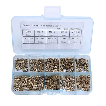 

500Pcs/Set Insert Embedment Nuts Injection Molding Nut Brass Insert Knurled Nuts Knurling Tool Embedded Parts Fastener