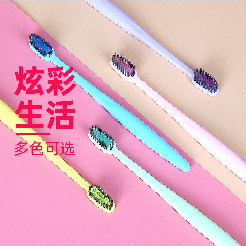

[5 Pack] Toothbrush Soft Bristle Head Japanese And South Korean Style Ultra-Fine Adult Family Pack Bamboo Charcoal Genuine Produ