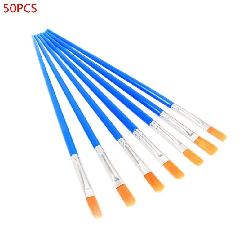 

Paint Brushes Set 50/100 Pcs Kids Nylon Flat Hair Acrylic Small Oil Watercolor