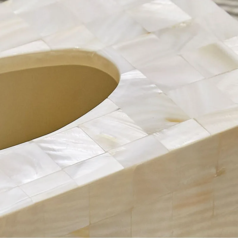 Natural Shell Tissue Boxes European Western Restaurant Napkin Box Bedroom Desktop Draw Paper Organizer Home Decoration Modern 3