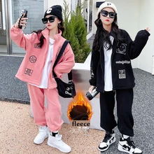 Ensemble de sweat shirt épais pour filles, tenue de Sport décontractée, deux pièces, automne hiver, nouvelle collection