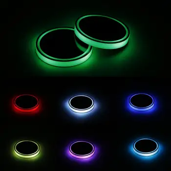 

Universal USB Rechargeable Car Luminous Led Water Coaster 7 Colors LED Light Cup Holder Bottom Pad Cover Trim Atmosphere Lamp