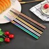 1-5 Pair Stainless Steel Chopsticks Metal Chop Sticks Tableware Silver Gold Multicolor Wedding Party Festival Supplies 2