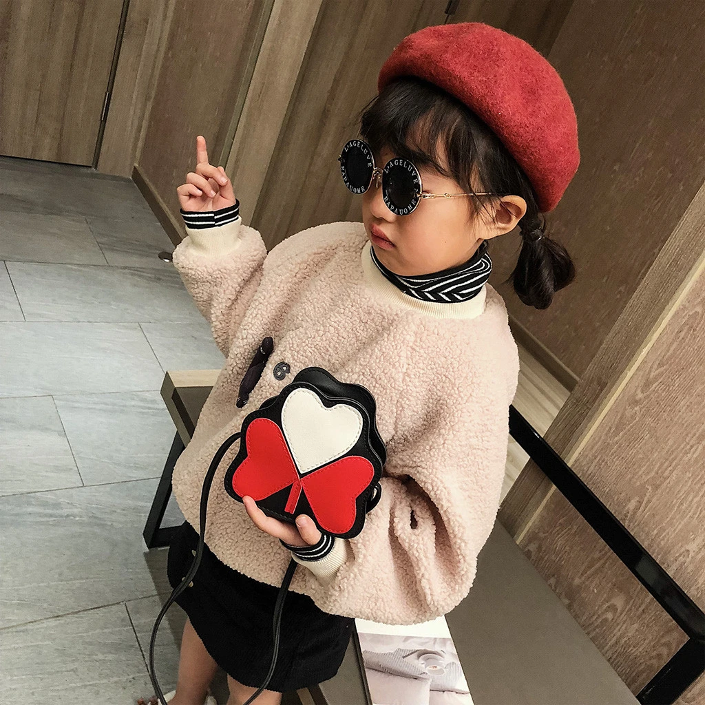 2019 Girl Backpacks Coin Purse Handbag Children Wallet Small Kids Shoulder Handbag Crossbody Purse Money Baby Heart Bags 823