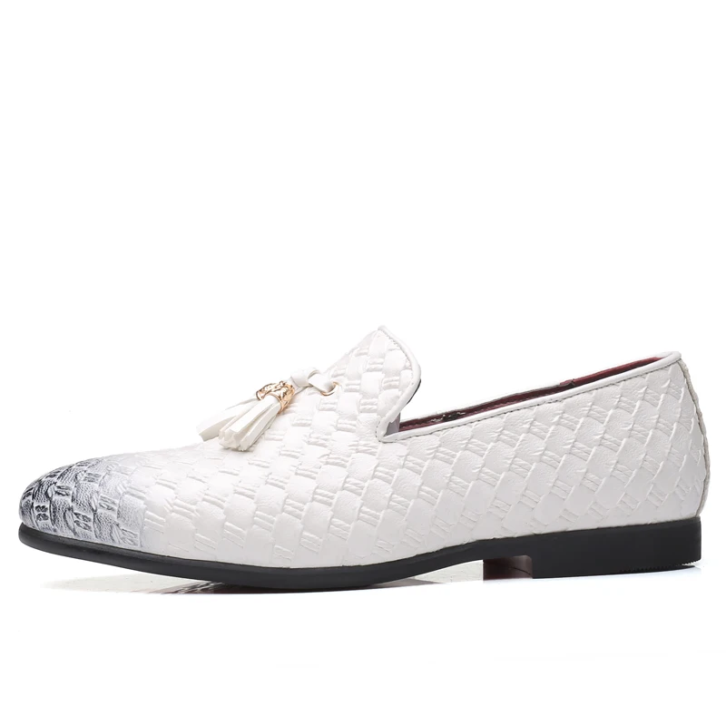 Мужские лоферы с красной подошвой, размер 38-48, вечерние, Свадебные Мужские Роскошные Мокасины в официальном стиле, мужская повседневная обувь# SY-9513 - Цвет: white