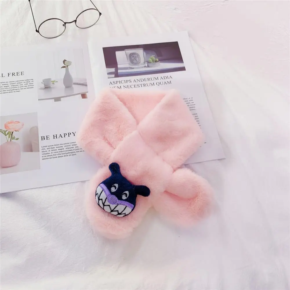 Light Pink2 Модный детский шейный платок, мягкий удобный теплый плюшевый шарф, аксессуары с животными, однотонный шарф для маленьких мальчиков и девочек - Цвет: Light Pink2
